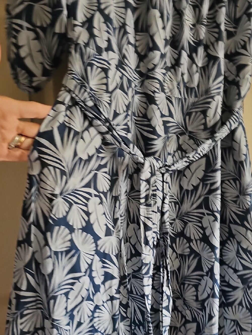 Boden Blue Leaf-Print Off-Shoulder Maxi Dress - Picture 6 of 10